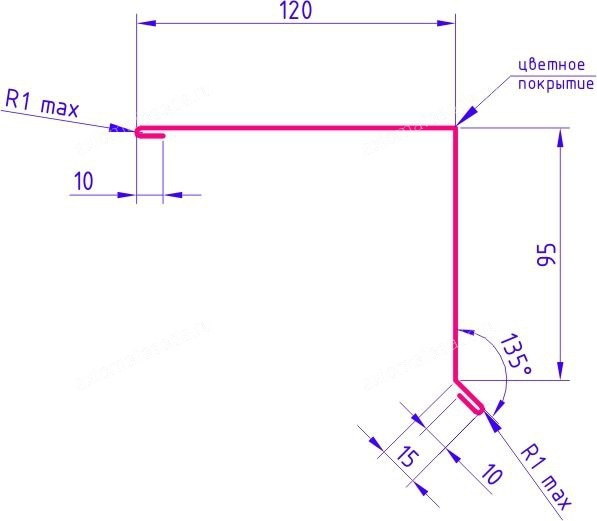 Торцевая планка для профнастила чертеж