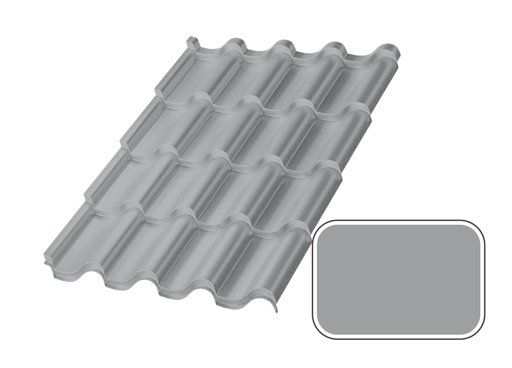 Металлочерепица МП Монтерроса с покрытием NormanMP (0,50 мм ГОСТ) (ПРЕМЬЕР), RAL 7004 Серый