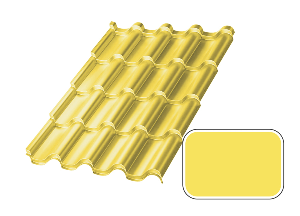 Металлочерепица МП Монтерроса с покрытием Полиэстер 0,45 мм (СТАНДАРТ), RAL 1018 Желтый цинк