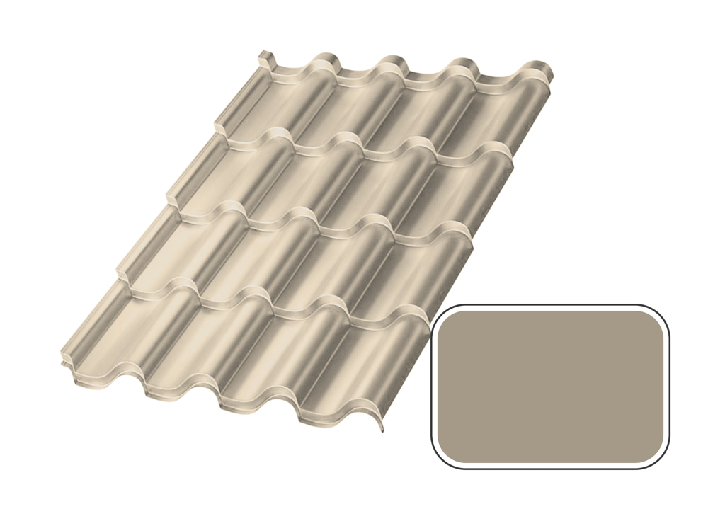 Металлочерепица МП Монтерроса с покрытием Полиэстер 0,45 мм (СТАНДАРТ), RAL 1035 Бежевый жемчуг