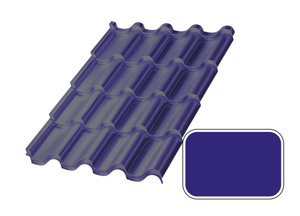 Металлочерепица МП Монтерроса с покрытием Полиэстер 0,45 мм (СТАНДАРТ), RAL 5002 Ультрамарин