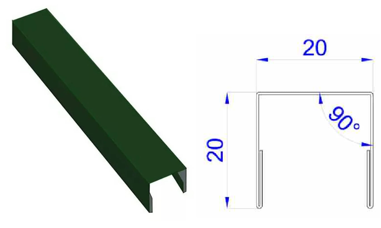 Планка П-образная 20x20x2000 Полиэстер