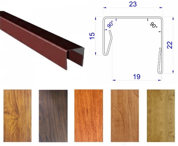 Планка П-образная 23x22x2000 ECOSTEEL